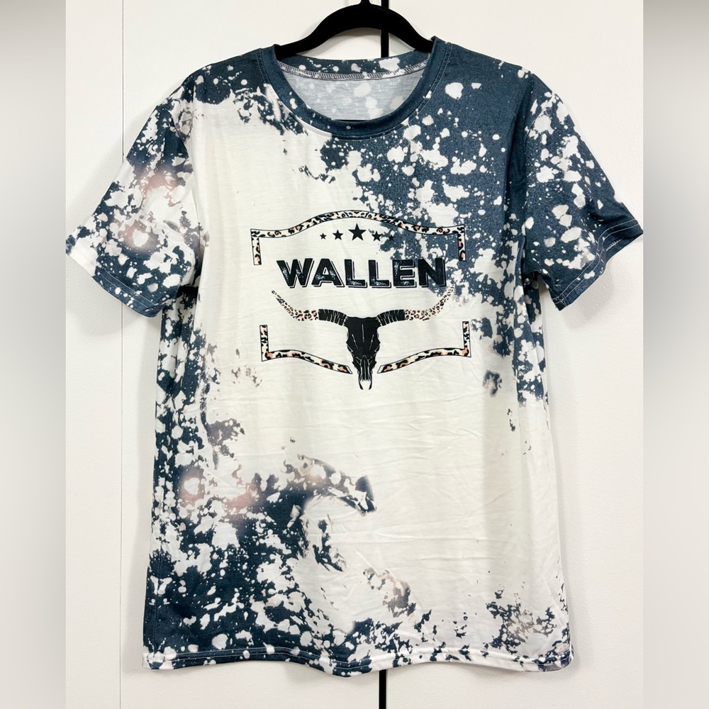 MORGAN WALLEN NWOT Women’s L Bleach Leopard Skull Graphic Tee - Black & White